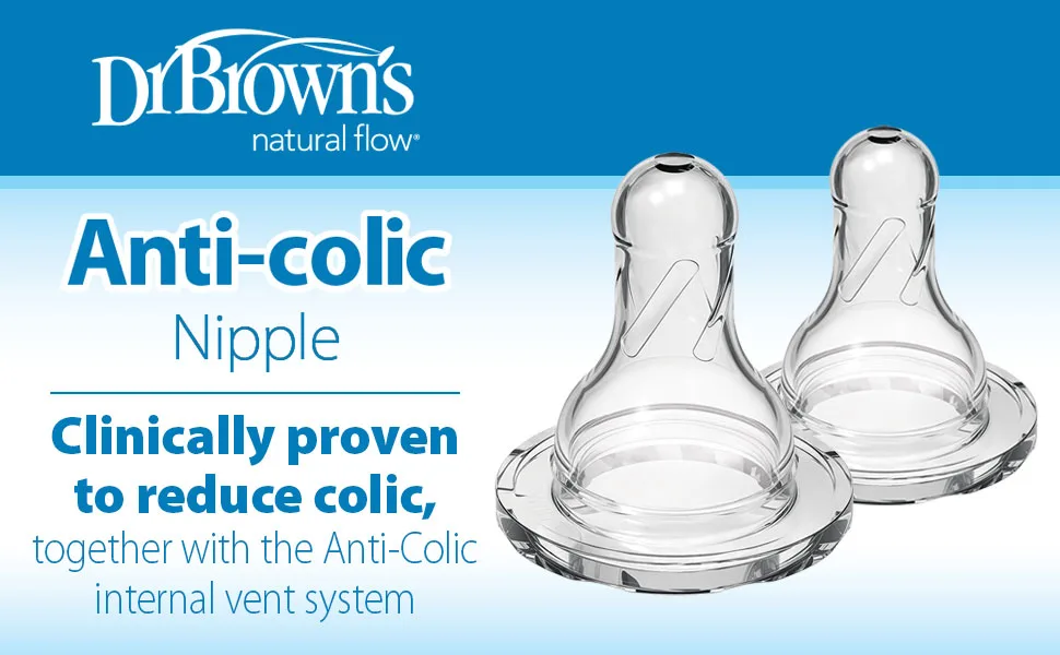 Dr. Brown's Anti-colic Nipple clinically proven to reduce colic with the vent system